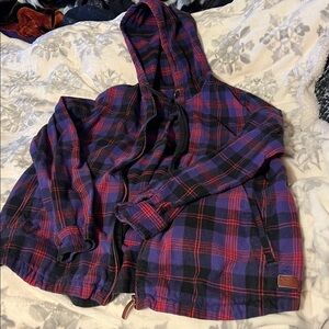 LL Bean Hooded Zip Up Flannel